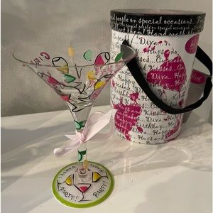 NWT Martini Hand painted glass Girls Night Out